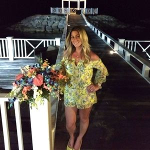 Lulus off the shoulder yellow floral romper. Size medium